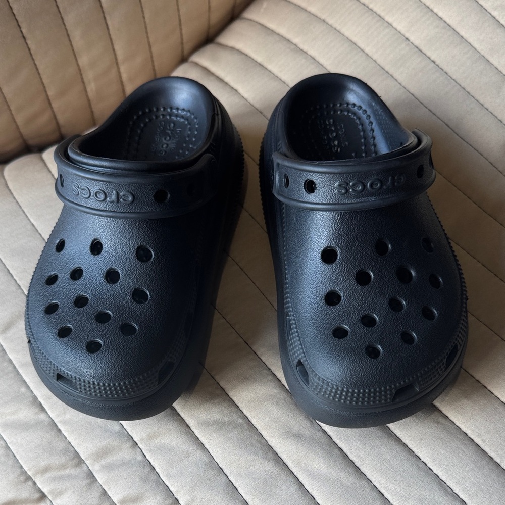 CROCS Black Perforated Slip-Ons